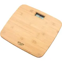Adler AD 8173, Elektronische Personenwaage, 150 kg, 100 g, Bambus, kg / lb, Quadratisch