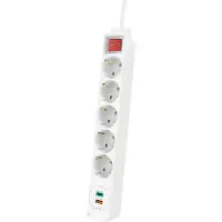 Hama Steckdosenleiste, 5-fach, USB-C/USB-A-Buchse, PD/Quick Charge max. 18W, WS