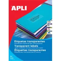 APLI Popli POLYESTER-Etiketten, 70 x 37 mm, rechteckig, transparent, 20 Blatt.