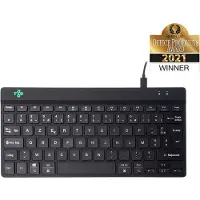 R-Go Tools Ergonomische Tastatur R-Go Compact Break, kompakte Tastatur mit Pausensoftware, AZERTY (FR), Kabelgebunden, Schwarz, Mini, Kabelgebunden, USB, Scherenschalter, AZERTY, Schwarz