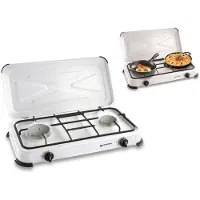 Kemper Gasherd - Campingkocher - mit 2 Edelstahlbrennern - 2600W
