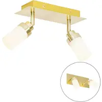 QAZQA - Modern Moderner BadSpot I Spotlight I Deckenspot I Deckenstrahler I Strahler I Lampe I Leuchte aus Messing 2-flammig-flammig IP44 - Japie - Stahl Rechteckig - LED geeignet G9