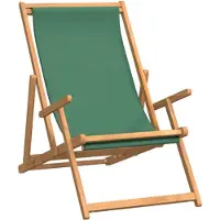 vidaXL Strandstuhl Klappbar Massivholz Teak Grün