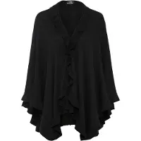 Bonprix Strickponcho weicher Feinstrick mit Kaschmiranteil, romantischer Volant, Überwurf