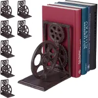 Relaxdays 8 x Retro Buchstütze Filmrolle Dunkelbraun