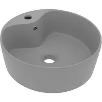 vidaXL Luxus-Waschbecken mit Überlauf Matt Hellgrau 36x13 cm Keramik