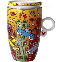 Goebel Teetasse mit Deckel und Sieb " Rizzi Not Getting Around the Traffic " in Bunt | Gr.: onesize