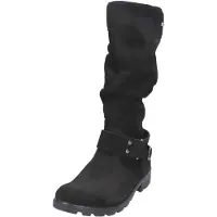 Ricosta modischer Stiefel RIANA von PEPINO echt Leder Velour Reißverschluss Warmfutter Zierschnalle Mädchen Schwarz Größe 35