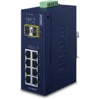 Planet Industrial 8 100/1000X SFP+ 2-Port 10/100/1000T,Managed Switch, -4075 degrees C, Unmanaged, Gigabit Ethernet (10/100/1000), Vollduplex, Wandmontage