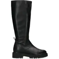 Manfield Flache schwarze Lederstiefel mit hohem Schaft | Größe 41
