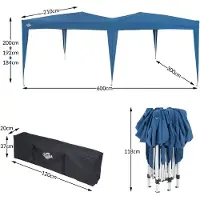 Casaria Pavillon Capri 3x6m Pop-Up Blau Wasserabweisend Inkl. Tasche UV-Schutz Faltpavillon Gartenzelt Partyzelt Zelt