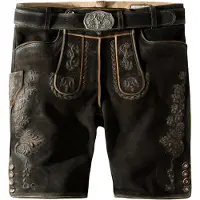 Stockerpoint Lederhose Oliver kurz mit Gürtel moor gespeckt 54