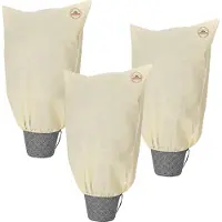 Gardebruk Wintervlies 109368, beige, UV-beständig, 0,8 x 1 m, 70 g/m2, Haube mit Reißverschluss und Zugband, 3 Stück