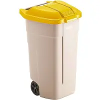 Rubbermaid 8713631021017 Wertstofftonne 100 l Polypropylen (B x H x T) 530 x 850 x 510 mm Gelb Fahrbar 1 St.