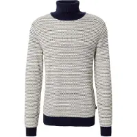Casual Friday Rollkragenpullover Herren Baumwolle weiß gestreift, S 701503-0001-09900
