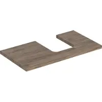 Geberit ONE Waschtischplatte, Ausschnitt rechts, für Aufsatzwaschtisch Schalenform, 90x3x47cm, 505.313.00.6, Farbe: Nussbaum hickory /Melamin Holzstruktur