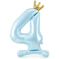 Party Deco Ballon Zahl 4 auf fuss - Blau