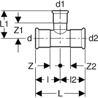 Geberit 34062 Mapress Edelstahl T-Stück reduziert