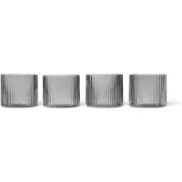 Ferm Living Wassergläser Ripple Low Smoked Grey 200 ml (4er-Set)
