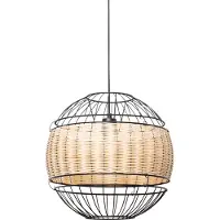 QAZQA Orientalische Hängelampe schwarz mit Rattan 38 cm - Emir