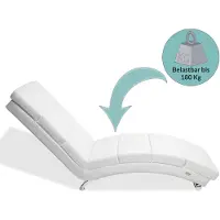 Casaria Relaxliege XXL London 186x 89x 55 cm Ergonomisch Kunstleder Gepolstert 180kg Belastbarkeit Wohnzimmer Büro Innen Chaiselongue Relaxsessel Weiß