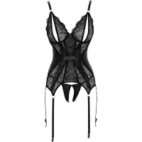 Cottelli collection - Spitze Offenes Oberteil & Tanga (schwarz) - M