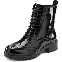 LASCANA Schnürstiefelette, Ankle Boots, Leder, Schnüren & Reißverschluss
