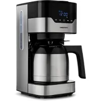 Medion Kaffeemaschine mit Thermoskanne und Timer (Filtermaschine, 8 Tassen, 1,2 Liter, 900 Watt, 3 Stufen, Warmhaltefunktion, Timer Zeitschaltuhr, Antitropf, Display, MD18458) edelstahl