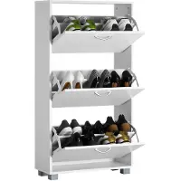 Casaria Schuhschrank mit 3 Schubladen MDF weiß 115 x 60 x 24cm
