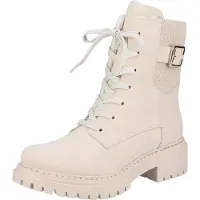 Rieker Damen Stiefelette Webstoff Schnalle Plateau 72631, Größe:42 EU, Farbe:Beige