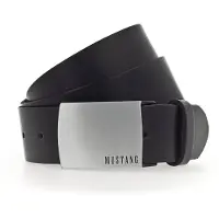 Mustang Koppelgürtel "Randy", Herren, Gr. 85, schwarz, Rindsleder, unifarben, Gürtel Koppelgürtel, mit klassischer Koppelschließe, aus Rindsleder, 4 cm breit