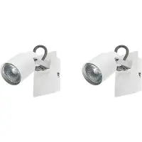 Beliani Wandleuchte 2er Set Weiß Metall 2-flammig In Matt Verstellbar Zylinderform Industrie Look Moderne Wandleuchte