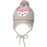 Maximo - Mini Girl-Mütze Intarsia Reh - Mütze Gr 43-45 cm grau