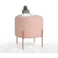 Atelier Del Sofa | Pouf Copper rund rosa Leinen 40x42x40 cm | NADUVI