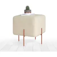 Atelier Del Sofa | Hocker Copper quadratisch beige Leinen 40x42x40 cm | NADUVI