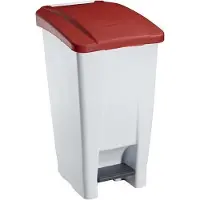 Generique fahrbarer Abfallbehälter mit Pedal 60L aus Polyethylen-Kunststoff, Farbe:Weiß/Gelb