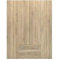 Ebuy24 Spell Kleiderschrank 4 Türen und 3 Schubladen. Eiche Nachbildung.