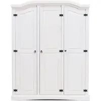 Ebuy24 New Mexico Kleiderschrank 3-Trg. Breite 152 cm, Höhe 193 cm weiss/Wachs.