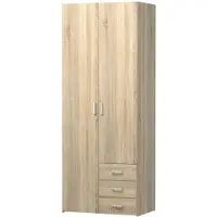Ebuy24 Spell Kleiderschrank 2 Türen, 3 Schubladen eiche Struktur Nachbildung.