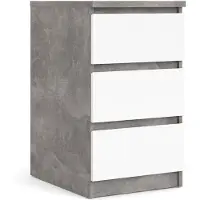 Ebuy24 Nada Kommode niedrig und schmal 3 Schubladen, beton Nachbildung,weiss hochglanz.