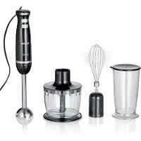Severin SM 3793 Stabmixer, Kunststoffgehäuse, 600 Watt, 0,7 l Behälter, Geschwindigkeiten stufenlos einstellbar, Universalzerkleinerer-Zubehör