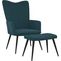 vidaXL Relaxsessel mit Hocker Blau Samt