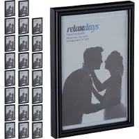 Relaxdays 24 x Bilderrahmen 10 x 15 cm schwarz Schwarz