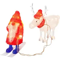 Konstsmide LED Acryl Weihnachtsmann und Rentier, 40 warm weiße Dioden, 24V, Außen (IP44), weißes Kabel - 6239-103
