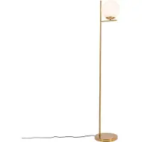 QAZQA Art-Deco-Stehlampe aus Gold und Opalglas – Flore