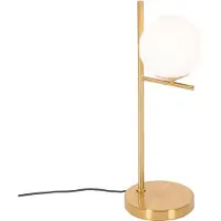 QAZQA - Design Art-Deco-Tischlampe aus Gold I Messing und Opalglas - Flore I Wohnzimmer I Schlafzimmer - Stahl Kugel I Kugelförmig I Länglich - LED geeignet E14