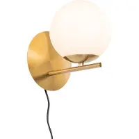 QAZQA Art-Deco-Wandleuchte aus Gold und Opalglas - Flore