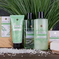 Accentra Badeset NATURAL SPA in Seegraskorb, inkl. 200ml Duschgel, 200ml Schaumbad, 150g Badesalz, 110ml Body