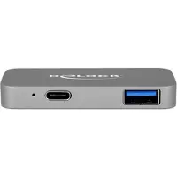 DeLOCK mini Dockingstation für macbook mit 5K, Kabelgebunden, Thunderbolt 3, Grau, 5120 x 2880 Pixel, Metall, 65 mm
