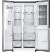 LG InstaView GSXV91PZAE, Freistehend, Amerikanische Tür, Schwarz, Edelstahl, Tür-zu-Tür, Berührung, LED